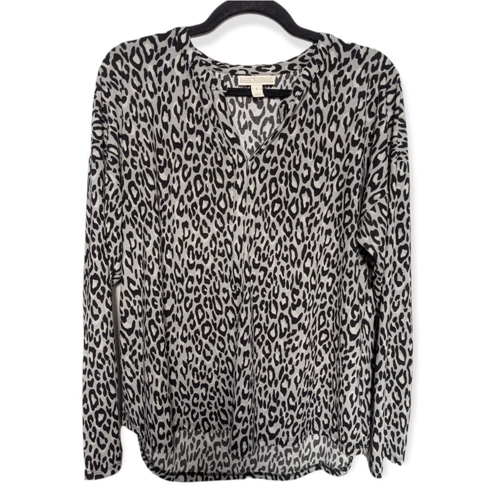 Dana Buchman Black and White Leopard Print Blouse